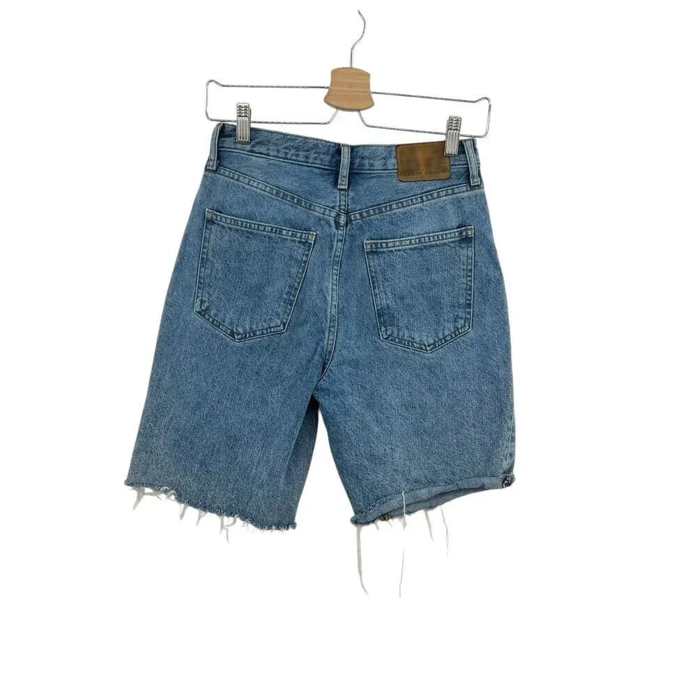 Aritzia Denim Forum The‎ Joni Loose Long Short High Rise Denim Blue Size 25